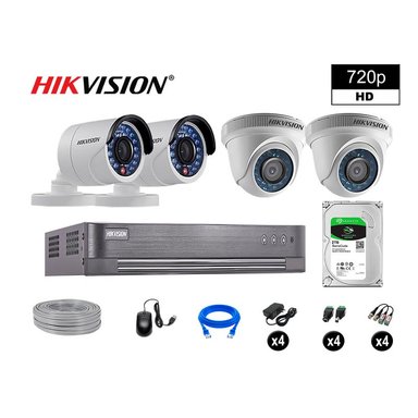KIT 4 CÁMARA SEGURIDAD HIKVISION 10020204033 VIGILANCIA HD 720P + DISCO COMPLETO P2P 2 TB