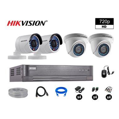 KIT 4 CÁMARA SEGURIDAD HIKVISION 10020204034 VIGILANCIA HD 720P + CABLE HDMI SEGURIDAD P2P