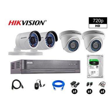 KIT 4 CÁMARA SEGURIDAD HIKVISION 10020204035 VIGILANCIA HD 720P + DISCO OFERTA P2P HDMI 2 TB
