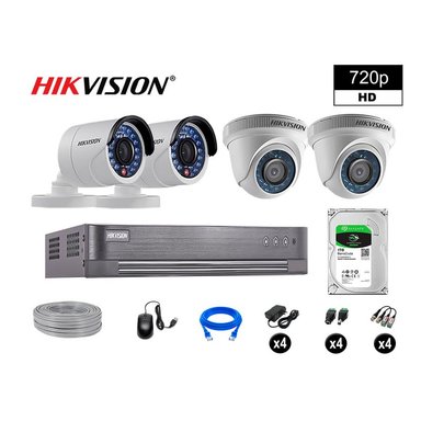 KIT 4 CÁMARA SEGURIDAD HIKVISION 10020204036 VIGILANCIA HD 720P + DISCO COMPLETO P2P 1 TB