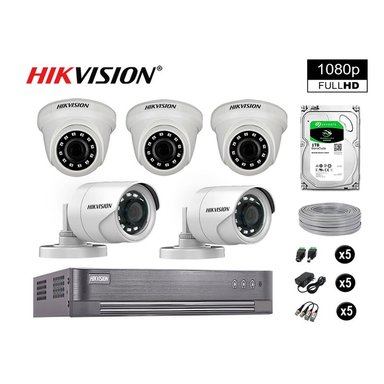 KIT 5 CÁMARA SEGURIDAD HIKVISION 10020205037 VIGILANCIA FULL HD 1080P + DISCO COMPLETO 1 TB