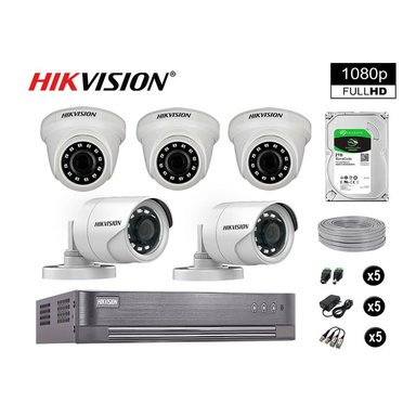 KIT 5 CÁMARA SEGURIDAD HIKVISION 10020205039 VIGILANCIA FULL HD 1080P + DISCO COMPLETO 2 TB