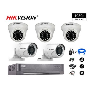 KIT 5 CÁMARA SEGURIDAD HIKVISION 10020205040 VIGILANCIA FULL HD 1080P + CABLE HDMI OFERTA