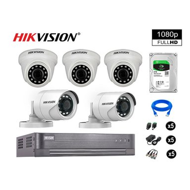 KIT 5 CÁMARA SEGURIDAD HIKVISION 10020205041 VIGILANCIA FULL HD 1080P DISCO OFERTA 2MP 2 TB