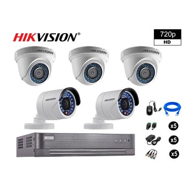 KIT 5 CÁMARA SEGURIDAD HIKVISION 10020205045 VIGILANCIA HD 720P + CABLE HDMI OFERTA P2P