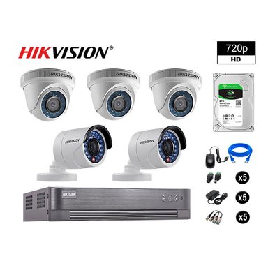 KIT 5 CÁMARA SEGURIDAD HIKVISION 10020205046 VIGILANCIA HD 720P + DISCO OFERTA P2P HDMI 2 TB