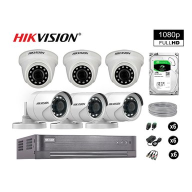 KIT 6 CÁMARA SEGURIDAD HIKVISION 10020206048 VIGILANCIA FULL HD 1080P + DISCO COMPLETO 1 TB