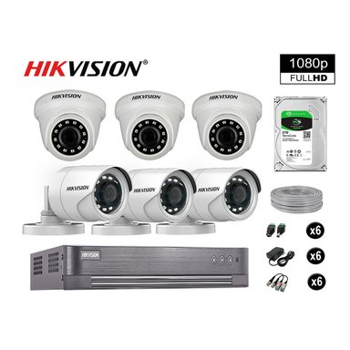 KIT 6 CÁMARA SEGURIDAD HIKVISION 10020206049 VIGILANCIA FULL HD 1080P + DISCO COMPLETO 2 TB