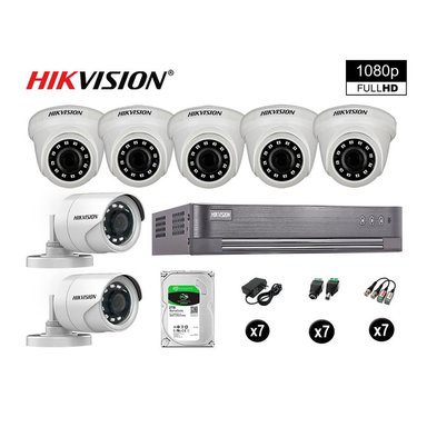 KIT 7 CÁMARA SEGURIDAD HIKVISION 10020207057 VIGILANCIA FULL HD 1080P DISCO OFERTA P2P 2 TB