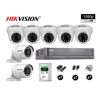 KIT 7 CÁMARA SEGURIDAD HIKVISION 10020207058 VIGILANCIA FULL HD 1080P DISCO OFERTA P2P 1 TB