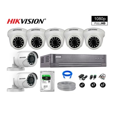 KIT 7 CÁMARA SEGURIDAD HIKVISION 10020207059 VIGILANCIA FULL HD 1080P + DISCO COMPLETO 1 TB