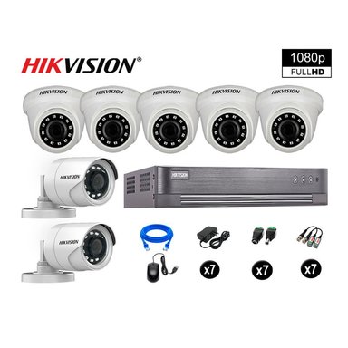 KIT 7 CÁMARA SEGURIDAD HIKVISION 10020207061 VIGILANCIA FULL HD 1080P + CABLE HDMI OFERTA