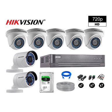 KIT 7 CÁMARA SEGURIDAD HIKVISION 10020207063 VIGILANCIA HD 720P + DISCO COMPLETO P2P 1 TB