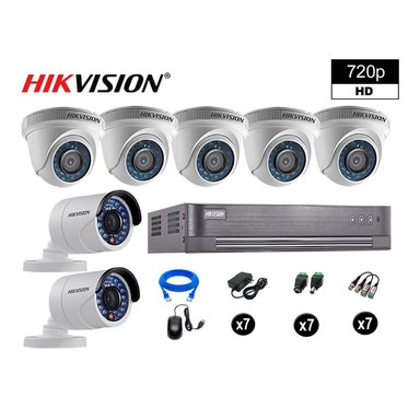 KIT 7 CÁMARA SEGURIDAD HIKVISION 10020207065 VIGILANCIA HD 720P + CABLE HDMI OFERTA P2P