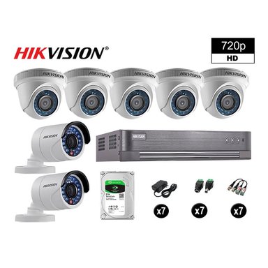 KIT 7 CÁMARA SEGURIDAD HIKVISION 10020207066 VIGILANCIA HD 720P + DISCO OFERTA P2P HDMI 2 TB