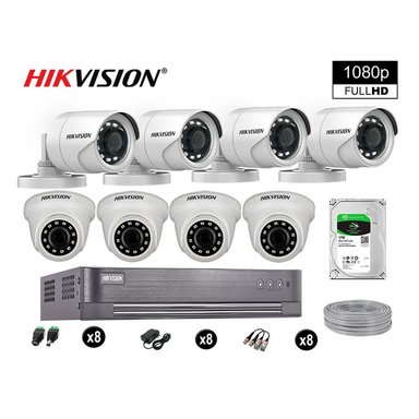 KIT 8 CÁMARA SEGURIDAD HIKVISION 10020208067 VIGILANCIA FULL HD 1080P + DISCO COMPLETO 1 TB