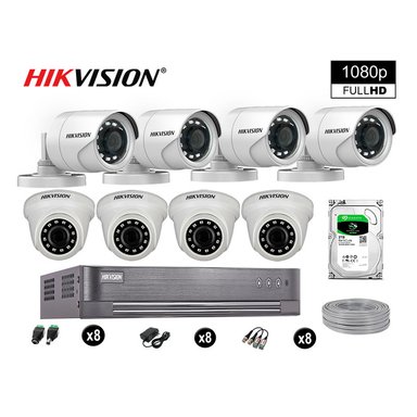 KIT 8 CÁMARA SEGURIDAD HIKVISION 10020208068 VIGILANCIA FULL HD 1080P + DISCO COMPLETO 2 TB