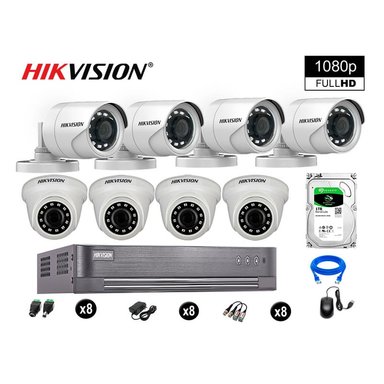 KIT 8 CÁMARA SEGURIDAD HIKVISION 10020208069 VIGILANCIA FULL HD 1080P DISCO OFERTA P2P 1 TB
