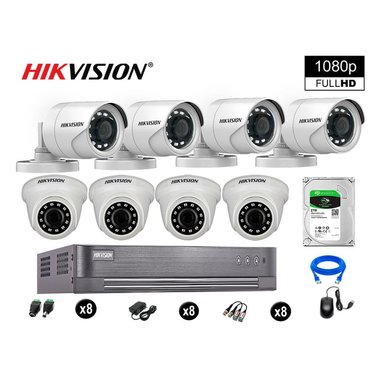 KIT 8 CÁMARA SEGURIDAD HIKVISION 10020208070 VIGILANCIA FULL HD 1080P DISCO OFERTA P2P 2 TB