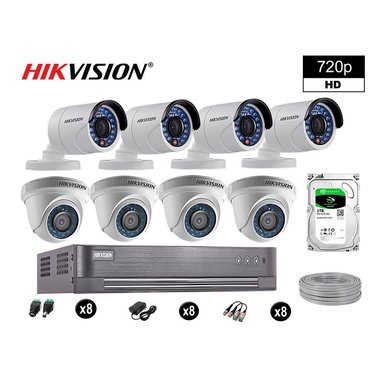 KIT 8 CÁMARA SEGURIDAD HIKVISION 10020208073 VIGILANCIA HD 720P + DISCO COMPLETO P2P 1 TB