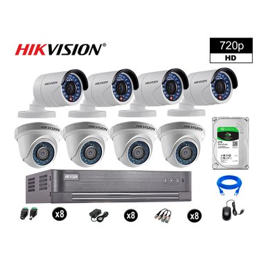 KIT 8 CÁMARA SEGURIDAD HIKVISION 10020208075 VIGILANCIA HD 720P + DISCO OFERTA P2P HDMI 2 TB