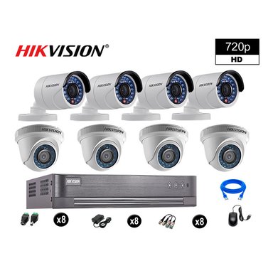KIT 8 CÁMARA SEGURIDAD HIKVISION 10020208076 VIGILANCIA HD 720P + CABLE HDMI OFERTA P2P