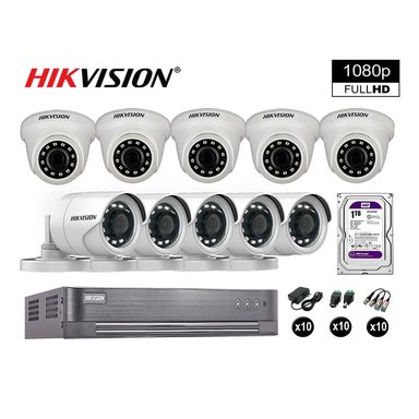 KIT 10 CÁMARA SEGURIDAD HIKVISION 10020210077 VIGILANCIA FULL HD 1080P + DISCO OFERTA 1 TB