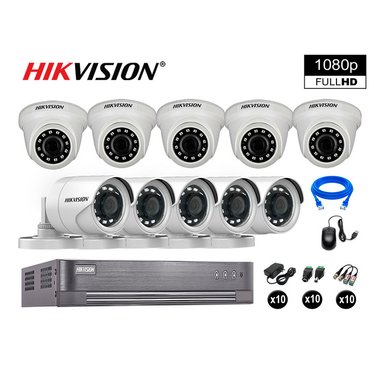 KIT 10 CÁMARA SEGURIDAD HIKVISION 10020210080 VIGILANCIA FULL HD 1080P + CABLE HDMI OFERTA