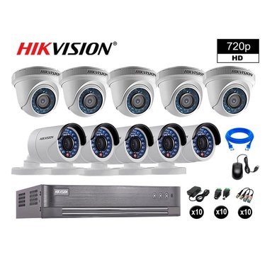 KIT 10 CÁMARA SEGURIDAD HIKVISION 10020210086 VIGILANCIA HD 720P + CABLE HDMI OFERTA P2P