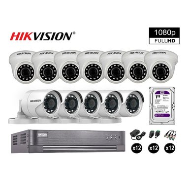 KIT 12 CÁMARA SEGURIDAD HIKVISION 10020212087 VIGILANCIA FULL HD 1080P + DISCO OFERTA 1 TB