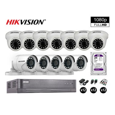 KIT 12 CÁMARA SEGURIDAD HIKVISION 10020212090 VIGILANCIA FULL HD 1080P + DISCO OFERTA 2 TB