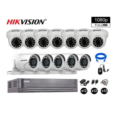 KIT 12 CÁMARA SEGURIDAD HIKVISION 10020212091 VIGILANCIA FULL HD 720 CABLE HDMI OFERTA P2P