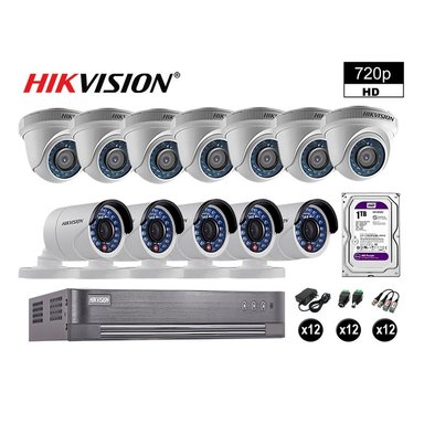 KIT 12 CÁMARA SEGURIDAD HIKVISION 10020212092 VIGILANCIA HD 720P DISCO OFERTA P2P HDMI 1 TB