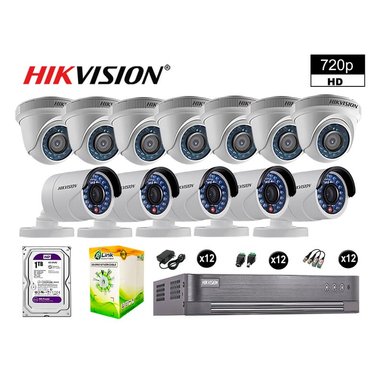 KIT 12 CÁMARA SEGURIDAD HIKVISION 10020212093 VIGILANCIA HD 720P + DISCO COMPLETO P2P 1 TB