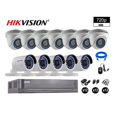 KIT 12 CÁMARA SEGURIDAD HIKVISION 10020212096 VIGILANCIA HD 720P + CABLE HDMI OFERTA P2P