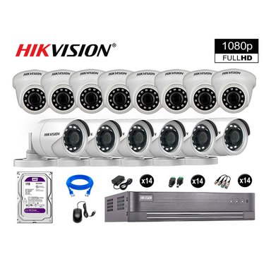 KIT 14 CÁMARA SEGURIDAD HIKVISION 10020214097 VIGILANCIA FULL HD 1080P + DISCO OFERTA 1 TB