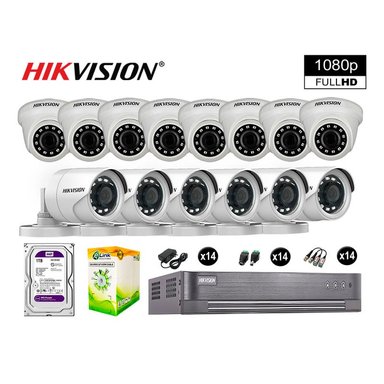 KIT 14 CÁMARA SEGURIDAD HIKVISION 10020214098 VIGILANCIA FULL HD 1080P + DISCO COMPLETO 1 TB