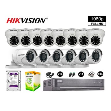 KIT 14 CÁMARA SEGURIDAD HIKVISION 10020214099 VIGILANCIA FULL HD 1080P + DISCO COMPLETO 2 TB