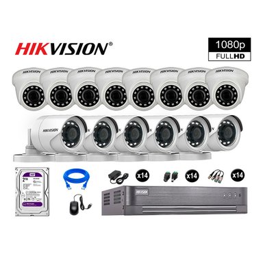 KIT 14 CÁMARA SEGURIDAD HIKVISION 10020214100 VIGILANCIA FULL HD 1080P + DISCO OFERTA 2 TB
