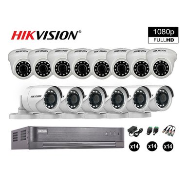 KIT 14 CÁMARA SEGURIDAD HIKVISION 10020214101 VIGILANCIA FULL HD 1080P + CABLE HDMI OFERTA
