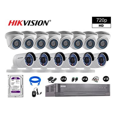 KIT 14 CÁMARA SEGURIDAD HIKVISION 10020214102 VIGILANCIA HD 720P DISCO OFERTA P2P HDMI 1 TB