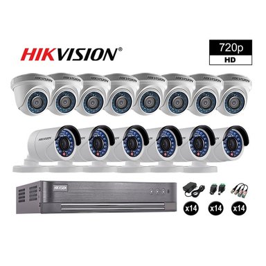 KIT 14 CÁMARA SEGURIDAD HIKVISION 10020214106 VIGILANCIA HD 720P + CABLE HDMI OFERTA P2P