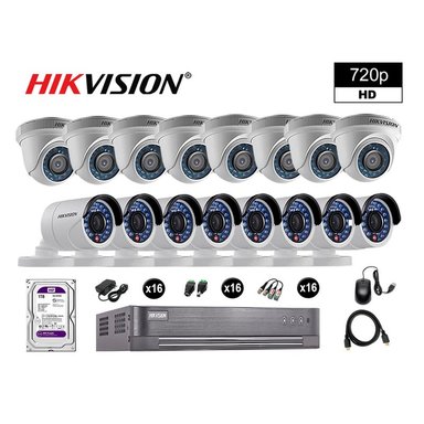 KIT 16 CÁMARA SEGURIDAD HIKVISION 10020216112 VIGILANCIA HD 720P DISCO OFERTA P2P HDMI 1 TB