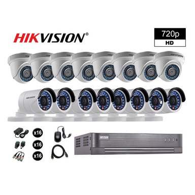 KIT 16 CÁMARA SEGURIDAD HIKVISION 10020216115 VIGILANCIA HD 720P + CABLE HDMI OFERTA P2P