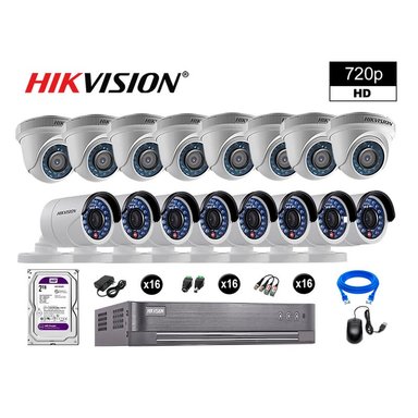 KIT 16 CÁMARA SEGURIDAD HIKVISION 10020216116 VIGILANCIA HD 720P + DISCO OFERTA P2P 2 TB
