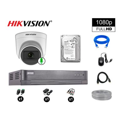 KIT 1 CÁMARA SEGURIDAD HIKVISION 10020101003 DOMO VIGILANCIA FULL HD AUDIO INCORPORADO 500 GB