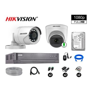 KIT 2 CÁMARA SEGURIDAD HIKVISION 10020102005 VIGILANCIA FULL HD 1 CON AUDIO 500 GB