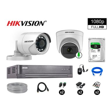 KIT 2 CÁMARA SEGURIDAD HIKVISION 10020102006 VIGILANCIA FULL HD 1 CON AUDIO 1 TB