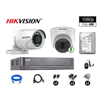 KIT 2 CÁMARA SEGURIDAD HIKVISION 10020102007 VIGILANCIA FULL HD 1 CON AUDIO 500 GB