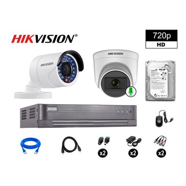 KIT 2 CÁMARA SEGURIDAD HIKVISION 10020102009 VIGILANCIA HD 720P 1 CON AUDIO 500 GB